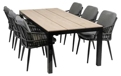 Produktbild von 7-teiliges Garten-Set | 6 Gartenstühle Isabel | Limasol Gartentisch | 225 cm