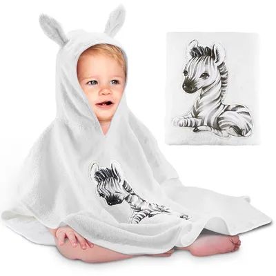 Produktbild von Baby-Kapuzenhandtuch, 100% Baumwolle, 75x75 cm, für die Babypflege
