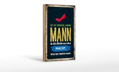Produktbild von Holzschild Spruch 12x18cm Besser, wenn Mann in Küche macht, was die Chefin sagt