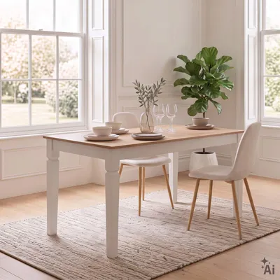 Produktbild von Esstisch PRIA 180 x 90 cm, Mangoholz - Weiß/Natur
