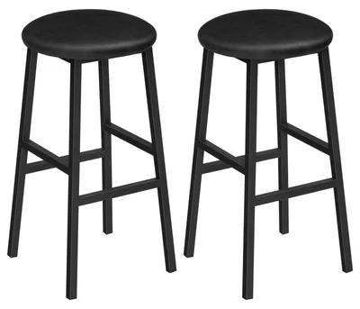 Productafbeelding van Set van 2 barkrukken met beklede Polyurethanzitting - 63 cm hoog, zwart