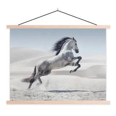 Produktbild von MuchoWow® Textilposter Pferd - Tiere - Sand - Natur 40x30 cm mit holzfarbenen Rahmen - Bilder