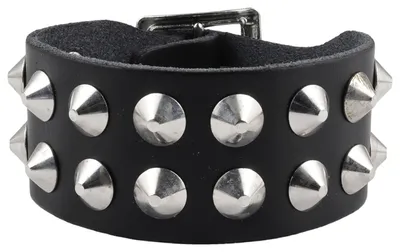 Produktbild von Lederarmband mit Spitznieten 2-reihig - schwarz - Armband aus Leder