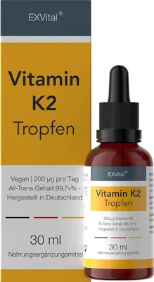 Produktbild von Vitamin K2 - Menaquinon MK-7 all-trans-Vitamin hochdosiert von EXVital, 30ml Tropfen