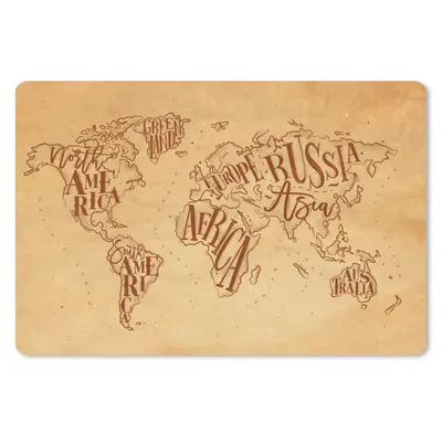 Produktbild von MuchoWow® Schreibtischunterlage Weltkarte - Retro - Braun 60x40 cm - XXL Mauspad - Großes Mauspad