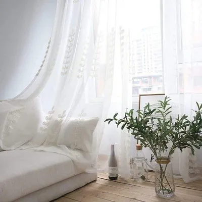 Zdjęcie produktu dla Zasłony 200x270 cm - tiul haftowany - przepuszczający światło - idealne do salonu - Luxento