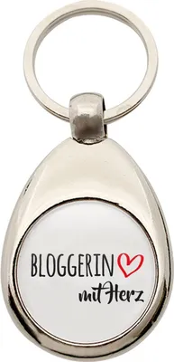 Produktbild von Huuraa Schlüsselanhänger Bloggerin mit Herz Metall Schlüsselring Einkaufswagenchip Geschenkidee
