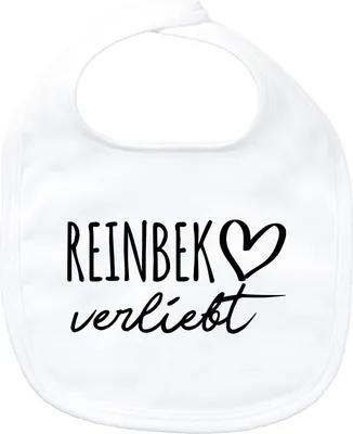 Produktbild von Huuraa Baby Lätzchen Reinbek verliebt White Klettverschluss  Baumwolle Latz Geschenkidee