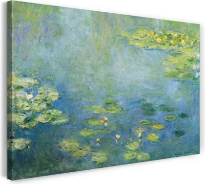 Produktbild von Leinwandbild (100x70cm): Claude Monet - Seerosen, echter Holz-Keilrahmen inkl. Aufhänger, handgefertigt in Deutschland
