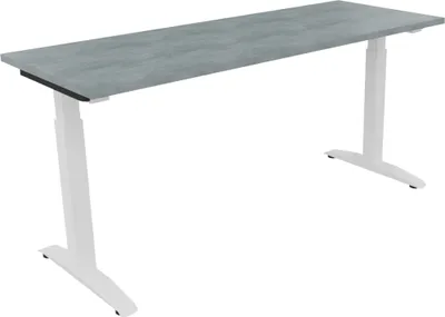 Produktbild von Schreibtisch Kufe Einzels. Quadrat B1600xT600xH650-850 ws/Beton hell