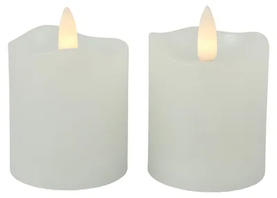 Produktbild von Countryfield LED Stumpenkerze antik weiß 5x7cm 2er Set - warmes Licht