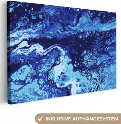 Obrázok produktu pre OneMillionCanvasses® - Obrazy na plátne - 140x90 cm, Mramor - Modrá - Akvarel, Nástenná umelecká tlač Nástenná dekorácia - Fotografia na plátne - Obraz na drevenom ráme