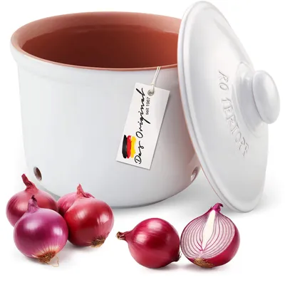 Produktbild von Römertopf Frische-Topf MAXI 2,8 Liter - Zwiebeltopf Keramik - Atmungsaktiver Ton hält Gemüse länger Frisch - Ideale Luftzirkulation - Weiß