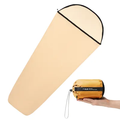 Zdjęcie produktu dla Qunature 322g Ultralekki śpiwór z podszewką Przenośny koc podróżny Schroniska z plecakiem, 204 * 86 * 28 cm, khaki