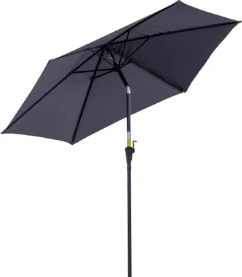 Produktbild von Outsunny Knickschirm Sonnenschirm Gartenschirm Marktschirm mit Handkurbel Alu 180/㎡ Polyester Dunkelgrau ∅2,6 x 2,35 m