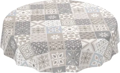 Produktbild von Tischdecke Wachstuch Retro Grau Robust Wasserabweisend Rund 120 cm