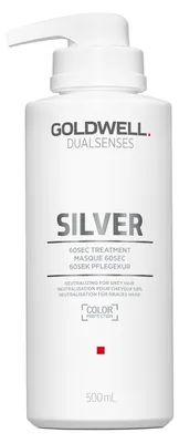 Obrázok produktu pre Goldwell Dualsenses Silver 60sec Treatment vyživujúca maska s farebnými pigmentmi pre platinovo blond a šedivé vlasy 500 ml