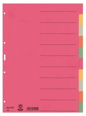 Produktbild von Leitz Register 43590000 DIN A4 blanko volle Höhe 230g Karton sort.