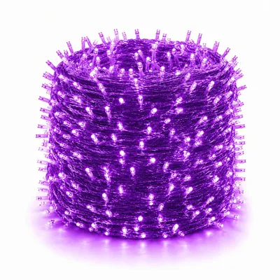 Immagine prodotto di 100M 2000LEDs, 8 modalità di luce, luci natalizie a LED, luci fiabesche elettricità cavo trasparente, luce per decorazione interna, illuminazione per feste, viola