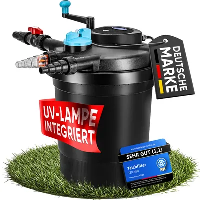Produktbild von Teicher Teichdruckfilter mit UV – Filteranlage für Koi- & Gartenteiche, 10.000 l/h