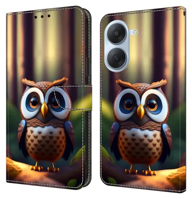 Obrázok produktu pre Puzdro na telefón Xiaomi Redmi A7 4G, vyrobené z umelého koženky, s potlačou so vzorom sovy, hnedé