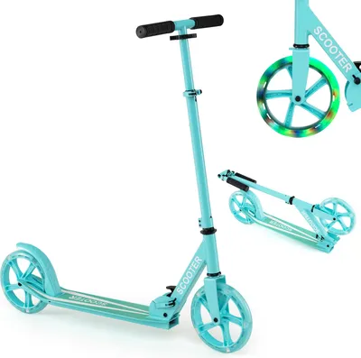 Produktbild von COSTWAY Scooter Roller klappbar, Tretroller höhenverstellbar, Cityroller 100kg, Sport Kickscooter, Kickroller mit 2 LED Rädern & ABEC-7 Kugellager