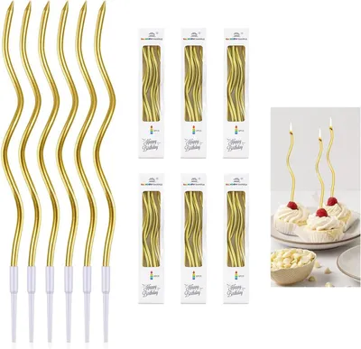 Immagine prodotto di 36 candeline per torte di compleanno, a spirale, con supporto, ideali per decorare torte di compleanno