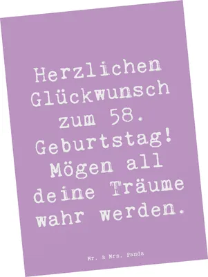 Produktbild von Mr. & Mrs. Panda bildkarte Spruch 58. Geburtstag - Lavendeltraum - Geschenk, Postkarten, Happy Birthday, Grußkarte, Geburtstagsfeier, Weisheit, Ansichtskarten, Jubiläum