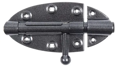 Produktbild von Alberts DURAVIS® Bolzenriegel | mit rundem Griff | schwarzdiamant duplexbeschichtet | Platte 112 x 72 | Bolzen-Ø 16 mm