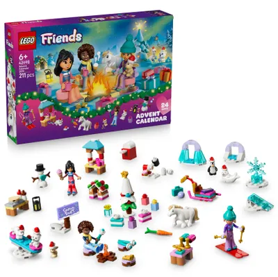 Produktbild von LEGO Friends Adventskalender 2026 - Spielzeug für Mädchen ab 6 Jahren - 24 Überraschungen mit 3 Mini Puppen, 6 Tieren & Zubehör - Geschenk für Kinder - 42698
