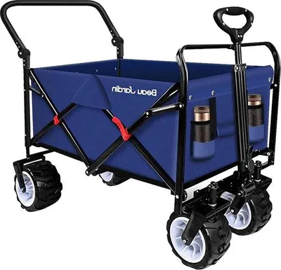 Produktbild von Famanu Strandwagen faltbar - 200 kg drehbarer Handwagen für Kinder und Picknick