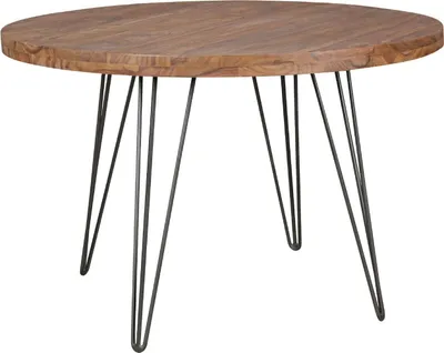 Produktbild von Design Esszimmertisch BAGLI rund Ø 120 x 78 cm Sheesham Massiv-Holz, Landhaus Esstisch braun, Tisch für Esszimmer Küchentisch 4 Personen