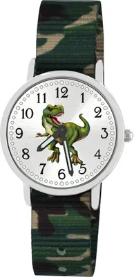 Produktbild von T-Rex Kinderuhr Armbanduhr Jungen Mädchen Lernuhr 5ATM Dino Armband camouflage 5102