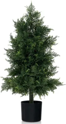 Zdjęcie produktu dla Sztuczne drzewo cedrowe, 80 cm, realistyczny wygląd, wykonane z materiału PE, przeznaczone do użytku wewnątrz i na zewnątrz, z doniczką