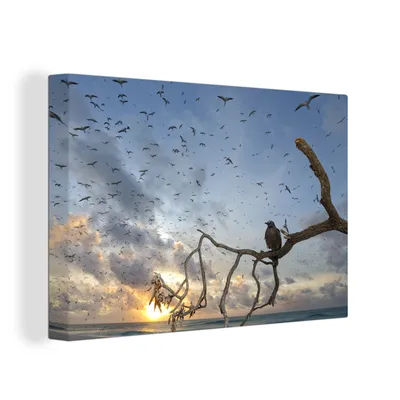 Produktbild von OneMillionCanvasses® - Leinwandbilder - 140x90 cm, Vogel auf Ast, Wandbilder Kunstdruck Wanddekoration