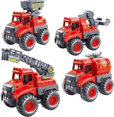 Produktbild von MODFU Spielfahrzeuge, Kinder Feuerwehrleiterwagen Spielzeug, Feuerwehr Auto mit Leiter, Jungen Spielzeugauto, Pull-Back Action, Rettungsfahrzeug für Kinder, Lernspielzeug & Motorikförderung