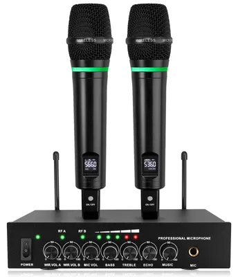 Image de Ensemble de microphones sans fil comprenant deux microphones portables et une connectivité Bluetooth