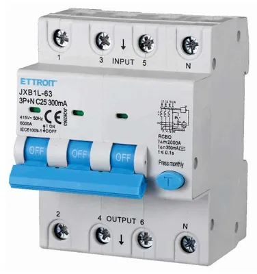 Immagine prodotto di ETTROIT Magnetotermico Differenziale 3P+N 25A 300mA 380V-6KA 4 MODULI JX262563