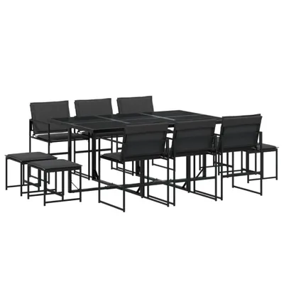 Productafbeelding van vidaXL 11-delige tuinset met kussens, zwart, textielstof