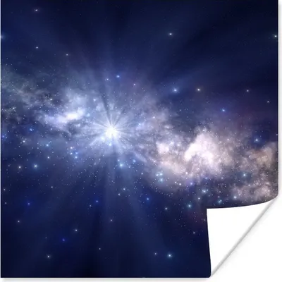 Produktbild von MuchoWow® Poster Eine Illustration der farbenfrohen Galaxie der Milchstraße 100x100 cm - Babyzimmer
