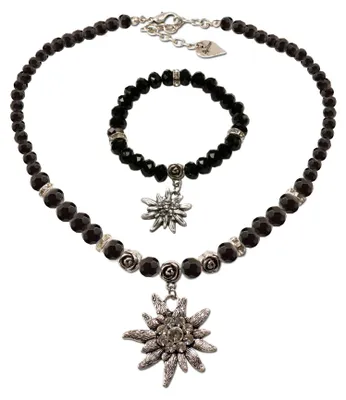 Produktbild von Alpenflüstern Trachtenschmuck-Set Perlen-Trachtenkette und Trachten-Armband Stra