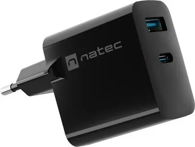 Produktbild von Natec Ribera Gan Ladegerät 1X Usb-A + 1X Usb-C 65W Schwarz