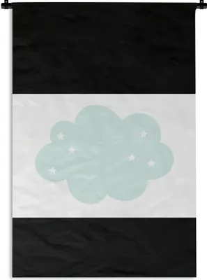 Produktbild von MuchoWow® Wandteppich Wandbehang Wolke - Sterne - Pastell - Kinder - Baby 90x60 cm Tapisserie Dekoration Wandtuch - Wandskulpturen - Bildteppich