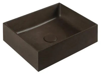 Image de FORMIGO lavabo en béton à poser, 47,5x36,5cm, brun foncé mat