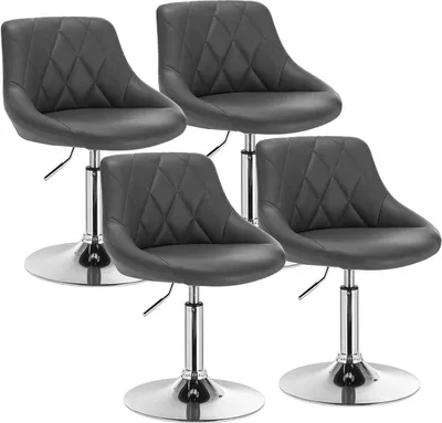 Produktbild von WOLTU 4er-Set Barhocker Tresenhocker Barsessel mit Rückenlehne aus Kunstleder Metall höhenverstellbar Grau