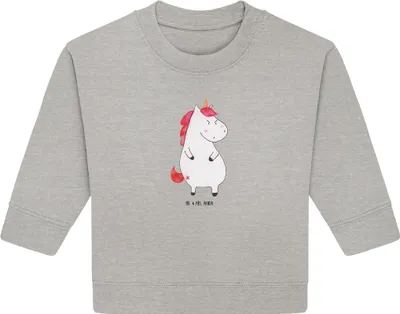 Produktbild von Mr. & Mrs. Panda Organic Baby Pullover Einhorn Wut 12. - 18. Monat - Heather Grey - Geschenk, Unicorn, Lustig, Bullover, Einhörner, Spaß, Arbeit
