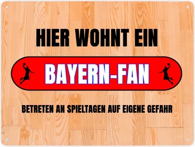 Produktbild von Hier wohnt ein Bayern-Fan Metallschild XXL in 28x38 cm mit Turnhallenboden Motiv