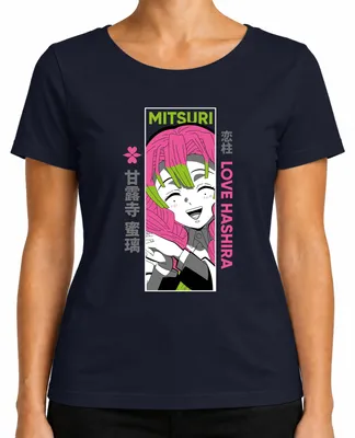 Productafbeelding van Mitsuri Love, Hashira, Demon Slayer, Anime, Cadeau, Otaku, Schattig, Dames T-shirt, Marineblauw, Maat L