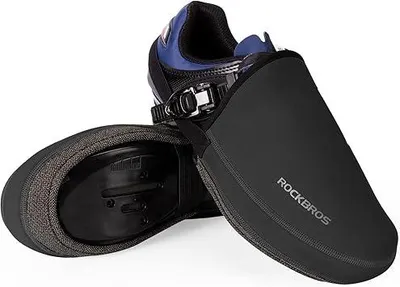 Image de ROCKBROS Couvre-chaussures de cyclisme hydrofuges pour homme, noir, taille S