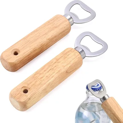 Produktbild von Mynoozi 2er Set Flaschenöffner, Holzgriff Bierflaschenöffner, Wein Bier Limonade Glasflaschenöffner